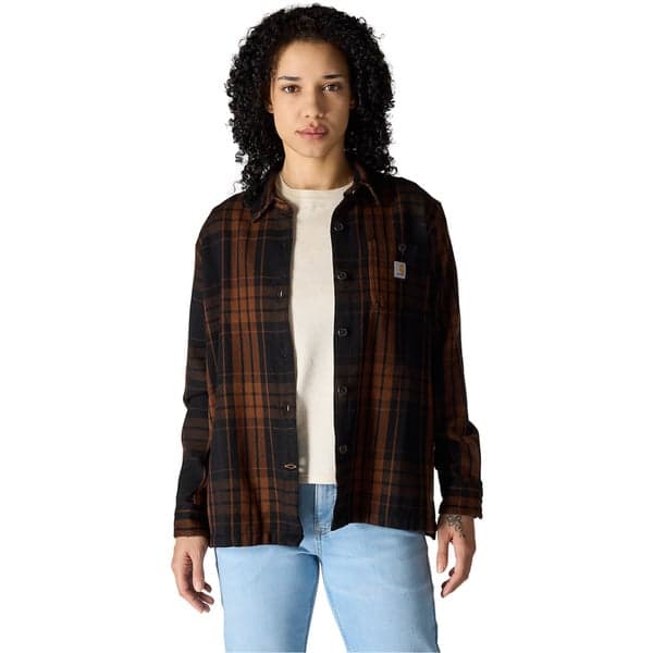 Carhartt W's Loose Fit Twill Plaid Shirt Black, view: 2