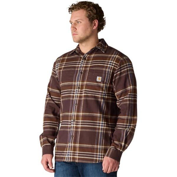 Carhartt M's Flannel Long-Sleeve Plaid Shirt Dark Sepia, view: 2
