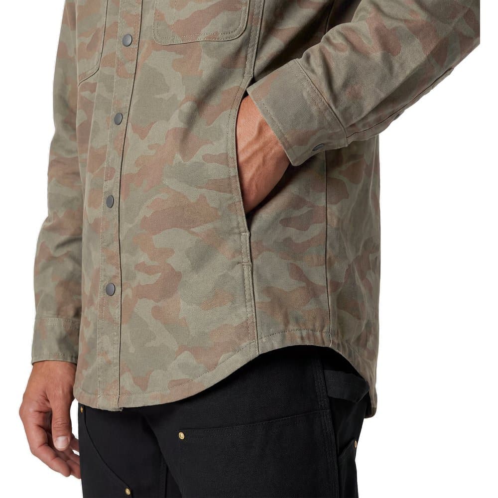 M's Canvas Fleece-Lined Shirt Jacket Army Green Camo, view: 4