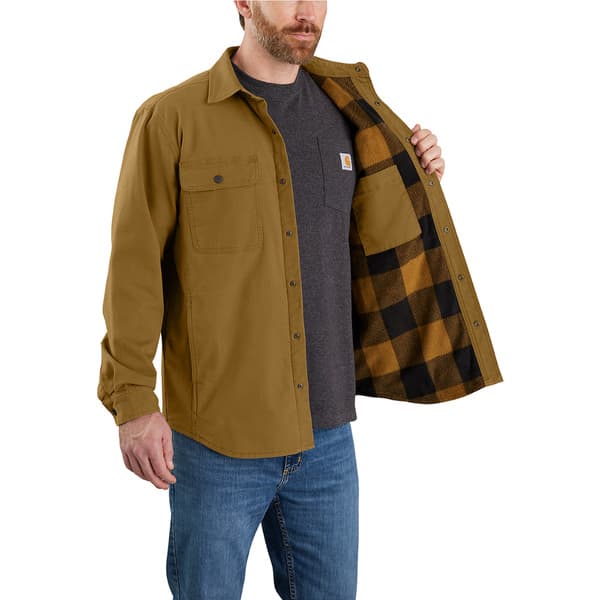 Carhartt M's Canvas Fleece-Lined Shirt Jacket Oak Brown, view: 2