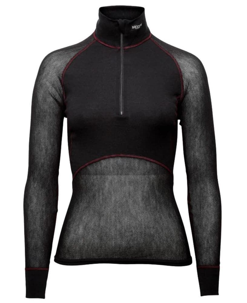 Wool Thermo Light Zip-polo 3/4 W's Black, view: 0