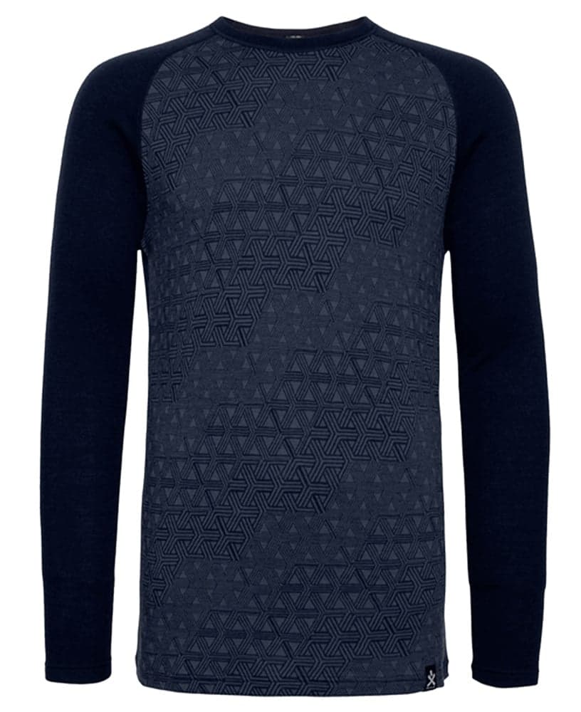 Geo Merino Wool Crew Navy, view: 0