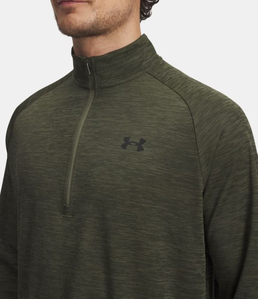 Tech Textured 1/2 Zip Marine Od Green, view: 2