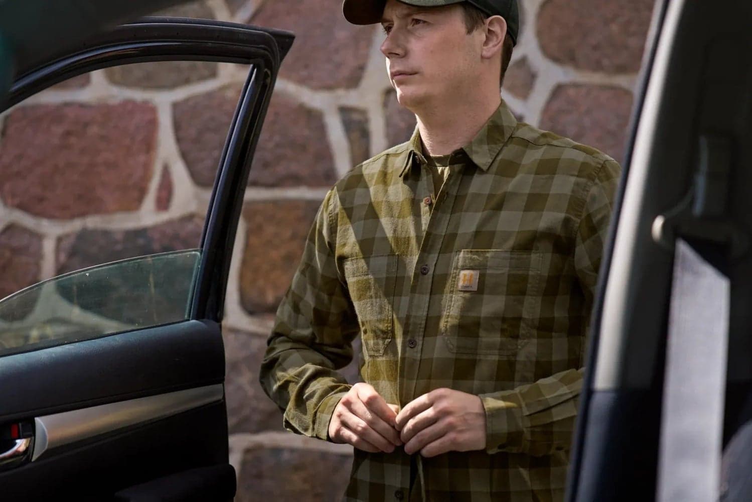 Scandinavian L/S Unisex Dark Olive Check, view: 1