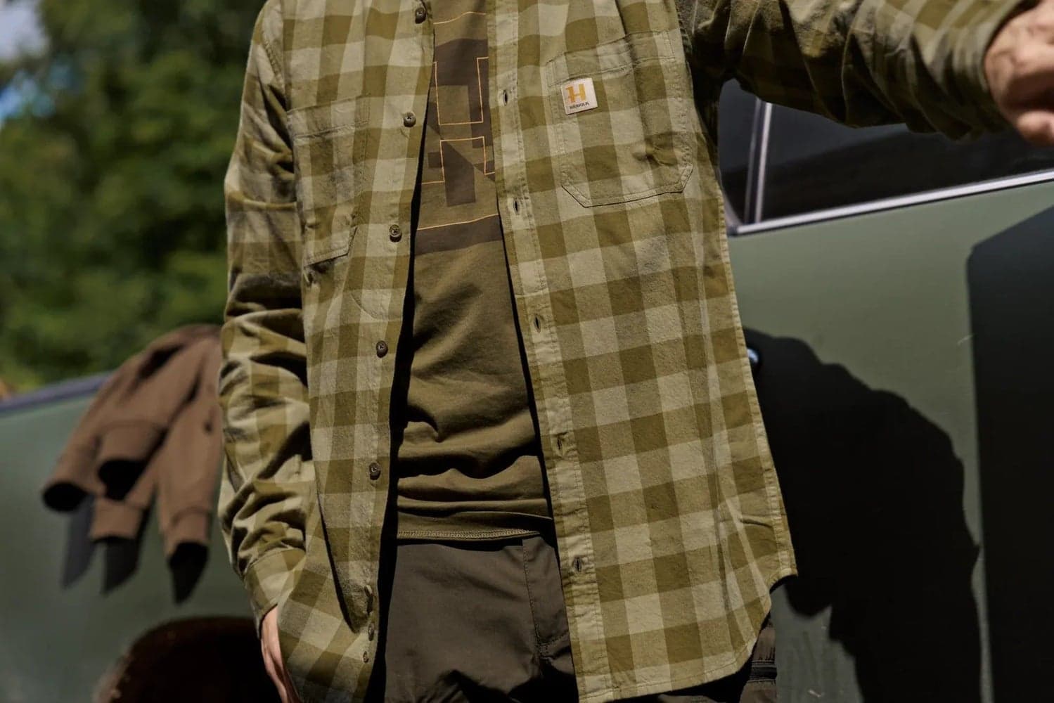 Scandinavian L/S Unisex Dark Olive Check, view: 7