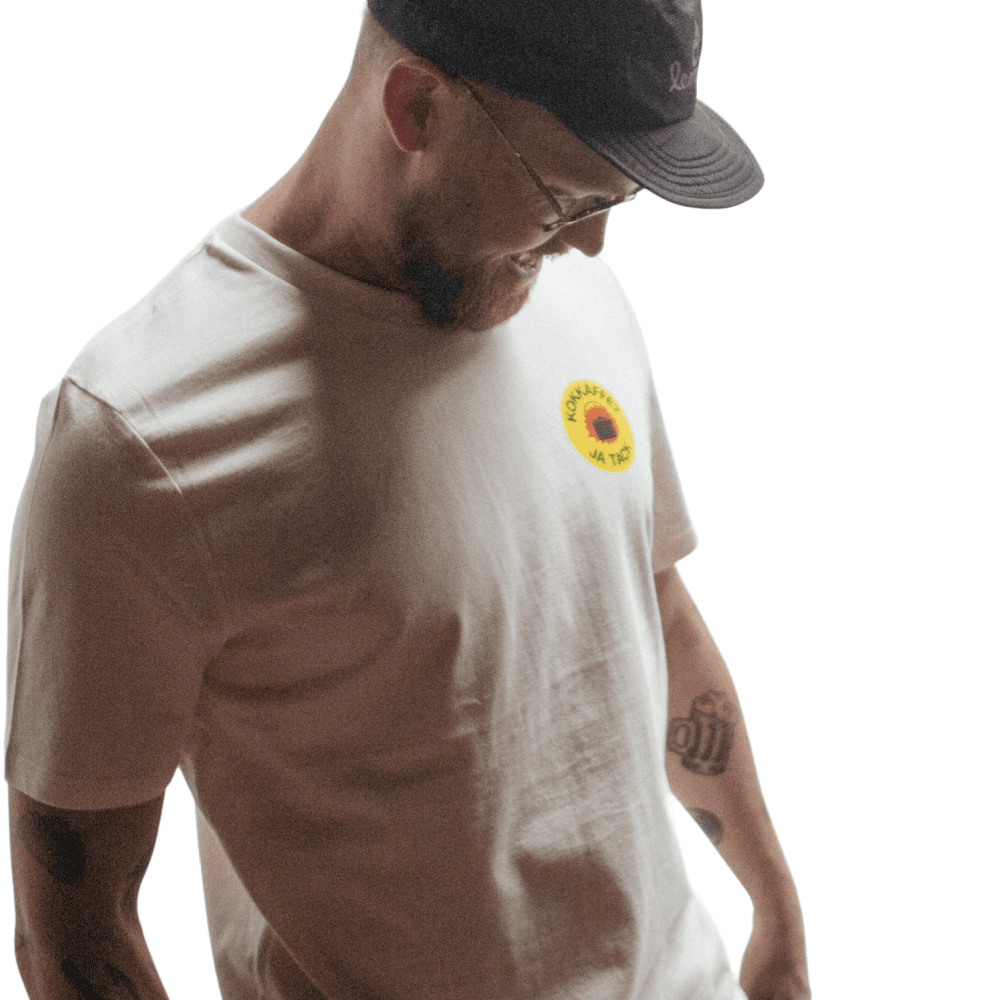 T-Shirt "Kokkaffe Ja Tack" Raw Nat. White, view: 2