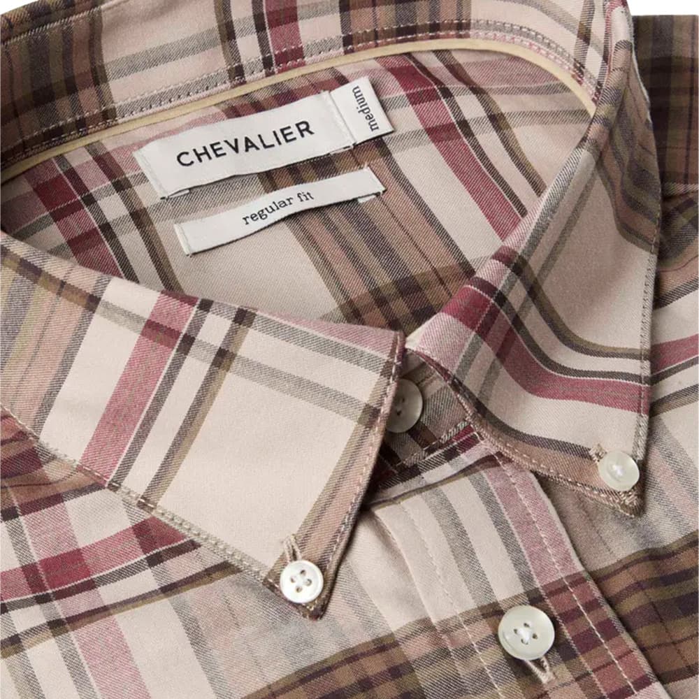 Betley Regular Fit Shirt Men Millet Brown Checked, view: 2