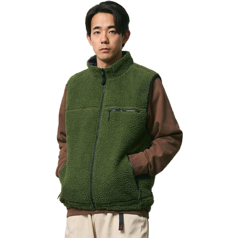 Reversible Sherpa Vest Olive/Navy, view: 7
