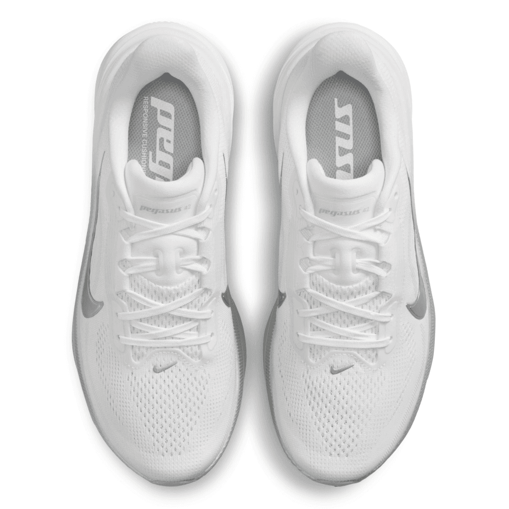 W's Pegasus 42 Road Running Shoes White/Metallic Silver-Wolf Grey, view: 2