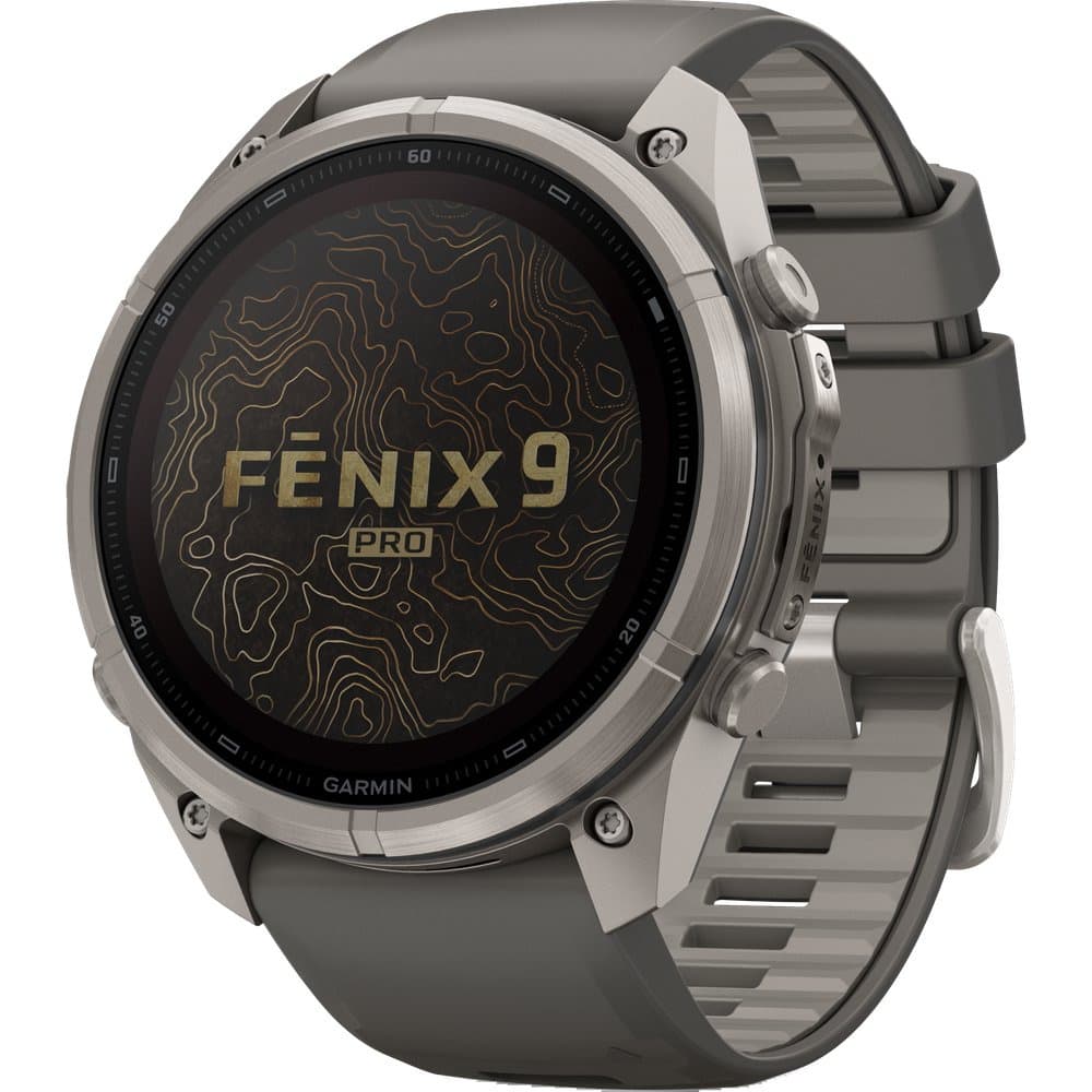 Fenix 9 Pro Inreach 51mm Solar Ti Smartwatch Titanium With Pebble Gray/Silver Gray Silicone Band, view: 3