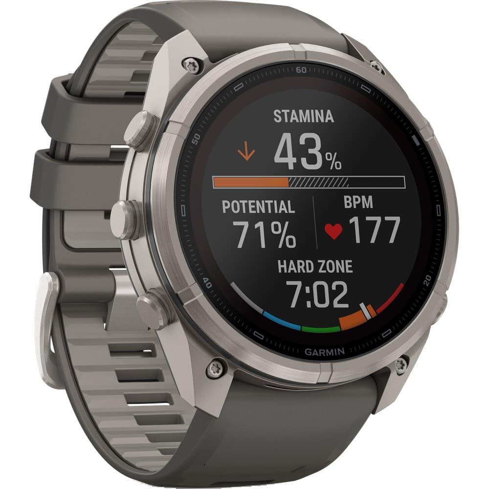 Fenix 9 Pro Inreach 51mm Solar Ti Smartwatch Titanium With Pebble Gray/Silver Gray Silicone Band, view: 6