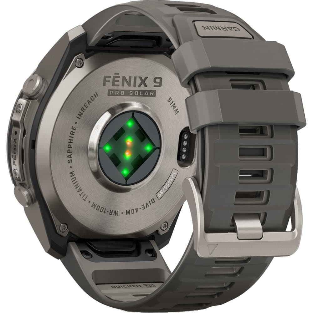 Fenix 9 Pro Inreach 51mm Solar Ti Smartwatch Titanium With Pebble Gray/Silver Gray Silicone Band, view: 9