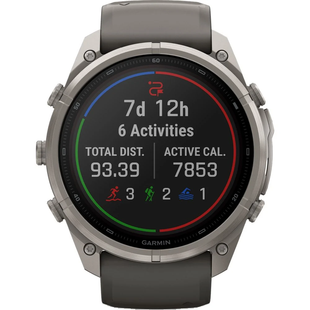 Fenix 9 Pro Inreach 51mm Solar Ti Smartwatch Titanium With Pebble Gray/Silver Gray Silicone Band, view: 4
