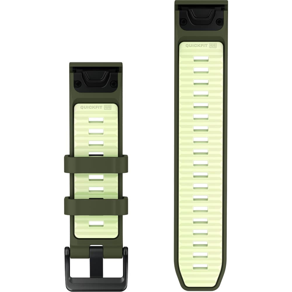 Quickfit 22 Watch Band Olive Drab/Citron Silicone, view: 1