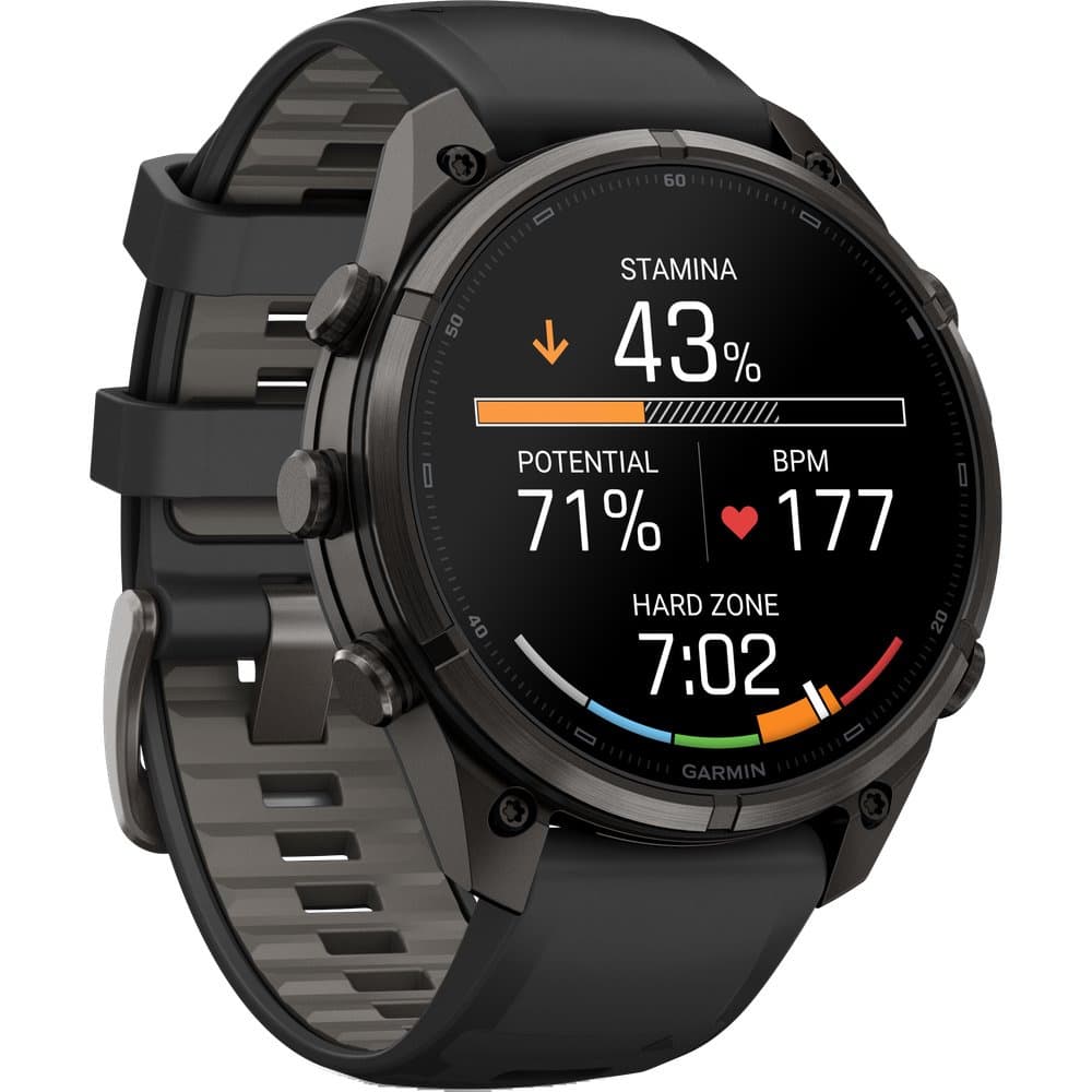 Fenix 9 Pro Inreach 47mm Dlc Smartwatch Carbon Gray Dlc Titanium With Black/Pebble Gray Silicone Band, view: 4