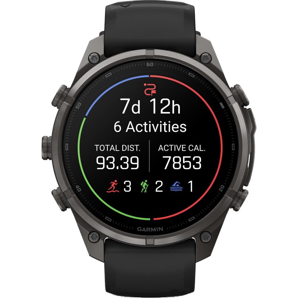 Fenix 9 Pro Inreach 47mm Dlc Smartwatch Carbon Gray Dlc Titanium With Black/Pebble Gray Silicone Band, view: 3