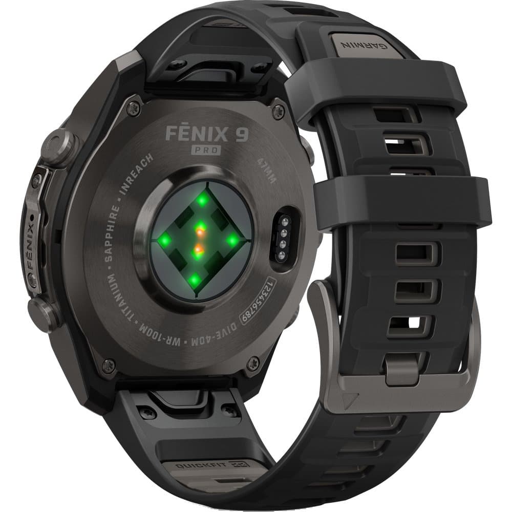 Fenix 9 Pro Inreach 47mm Dlc Smartwatch Carbon Gray Dlc Titanium With Black/Pebble Gray Silicone Band, view: 7