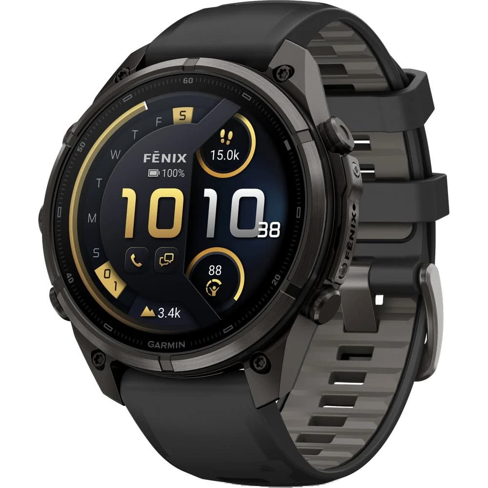 Fenix 9 Pro Inreach 47mm Dlc Smartwatch Carbon Gray Dlc Titanium With Black/Pebble Gray Silicone Band, view: 0
