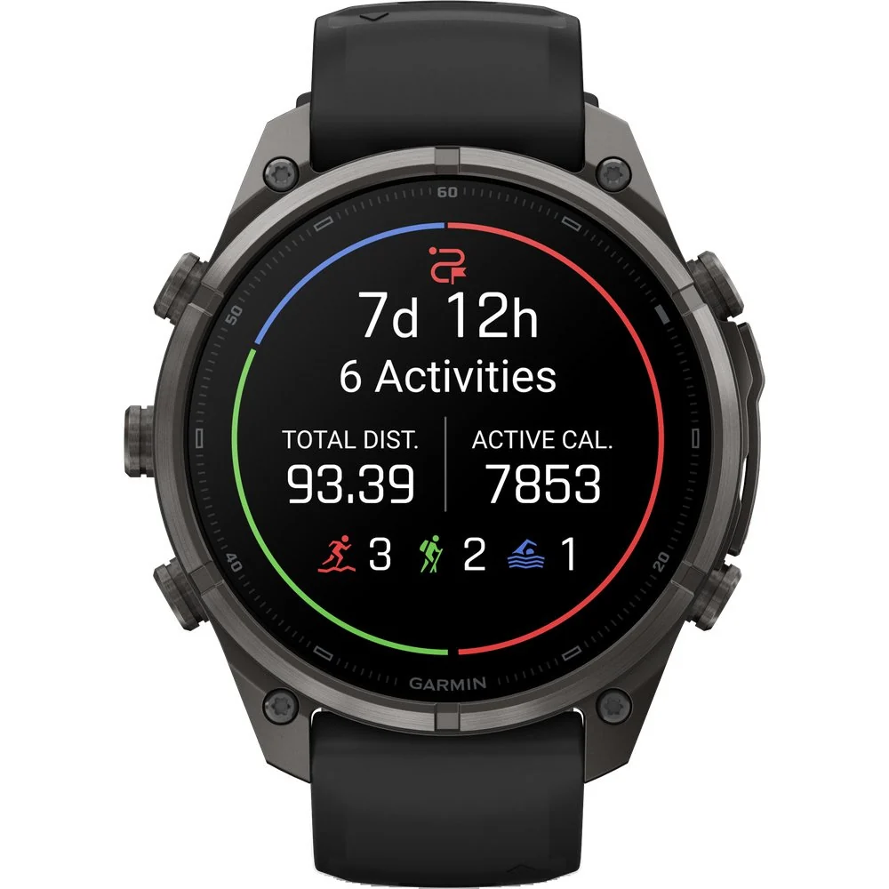 Fenix 9 Pro 47mm Dlc Smartwatch Carbon Gray Dlc Titanium With Black/Pebble Gray Silicone Band, view: 3