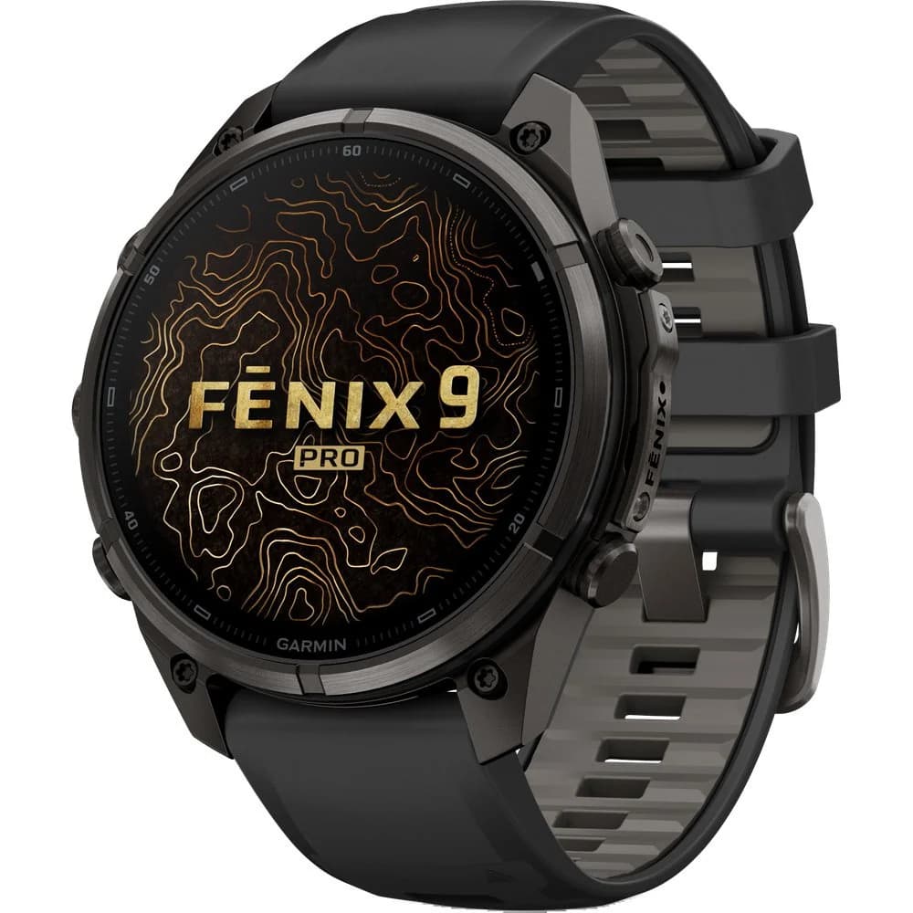 Fenix 9 Pro 47mm Dlc Smartwatch Carbon Gray Dlc Titanium With Black/Pebble Gray Silicone Band, view: 1