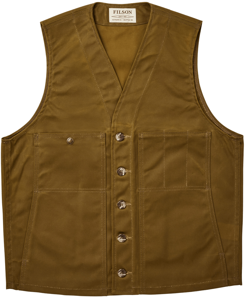 productImage: M's Oil Tin Cloth Vest Dark Tan