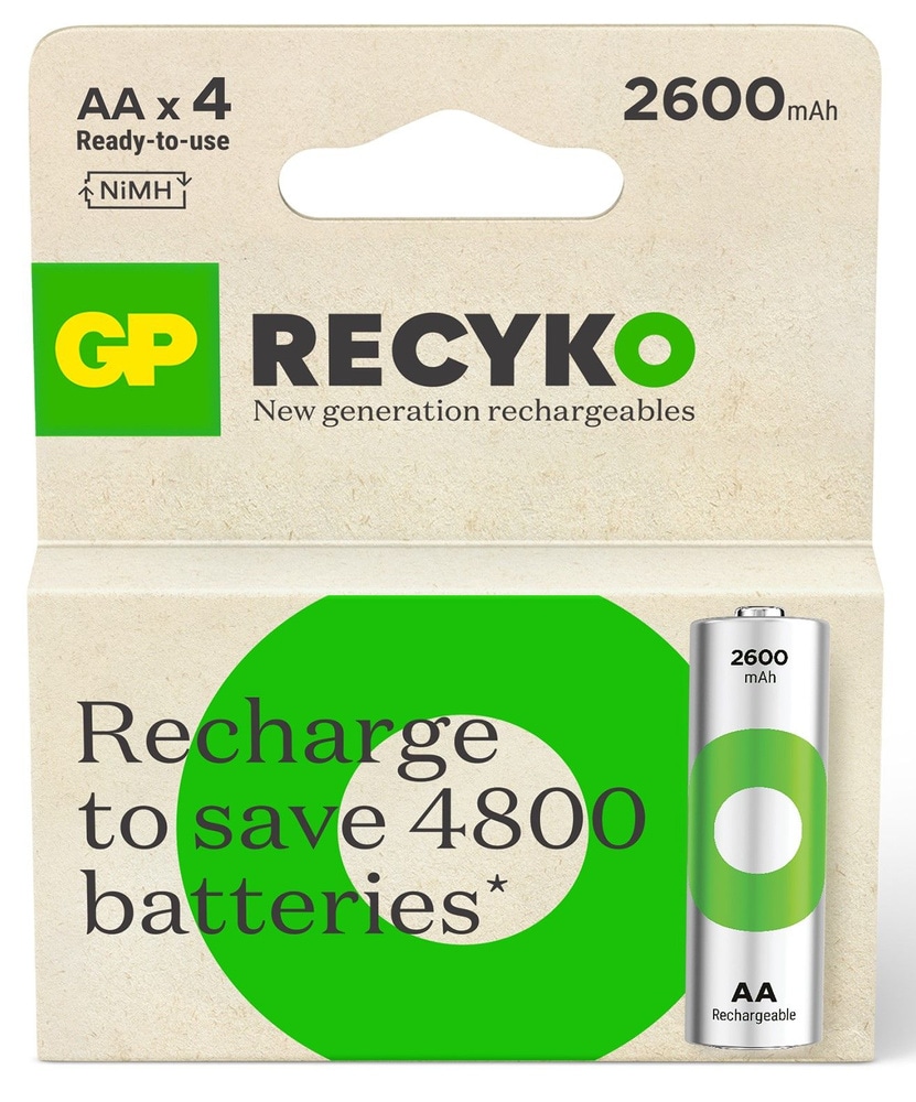 productImage: GP Recyko AA-batteri 2600mAh 4-pack