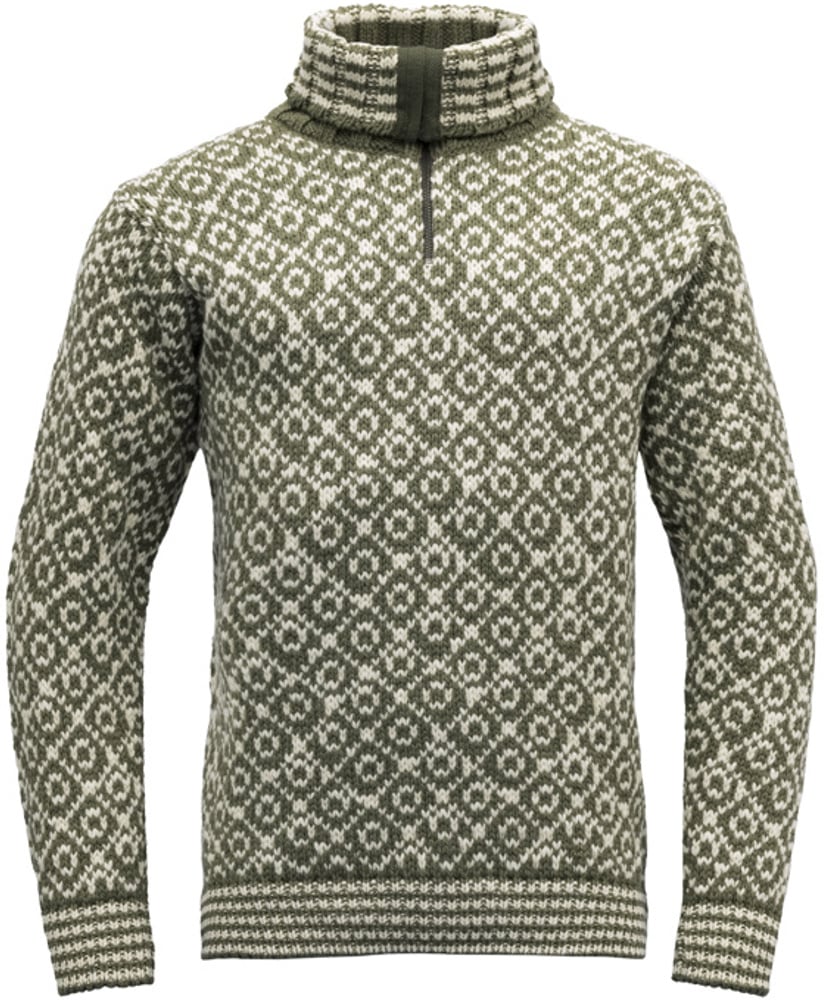 productImage: Svalbard Wool Zip Neck Olive Olive/Off White