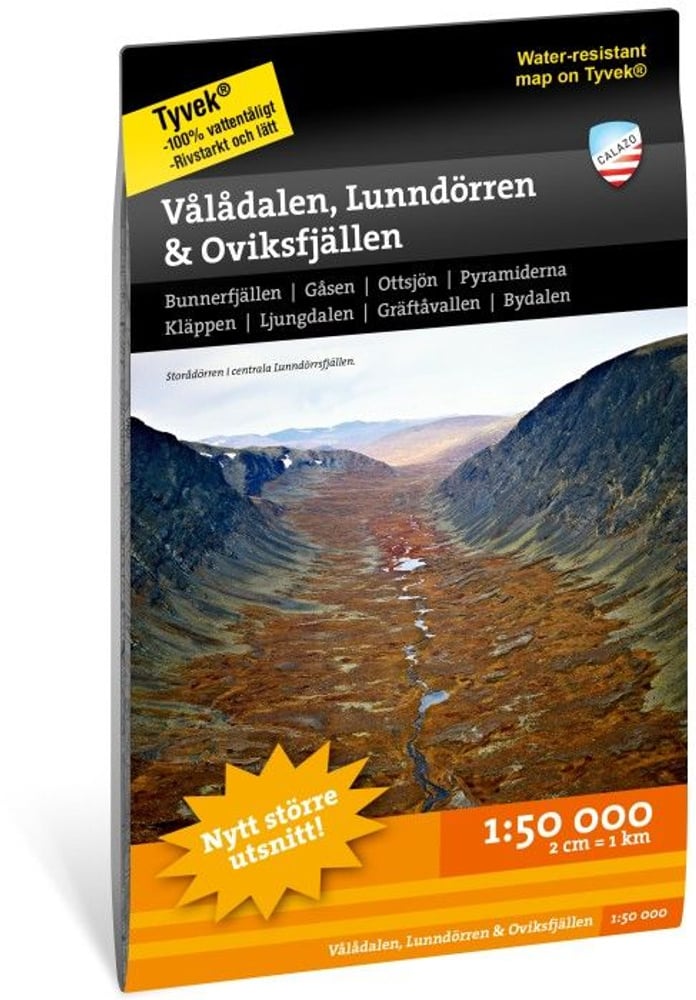 productImage: fjellkart Vålådalen, Lunndörren & Oviksfjällen 1:50 000
