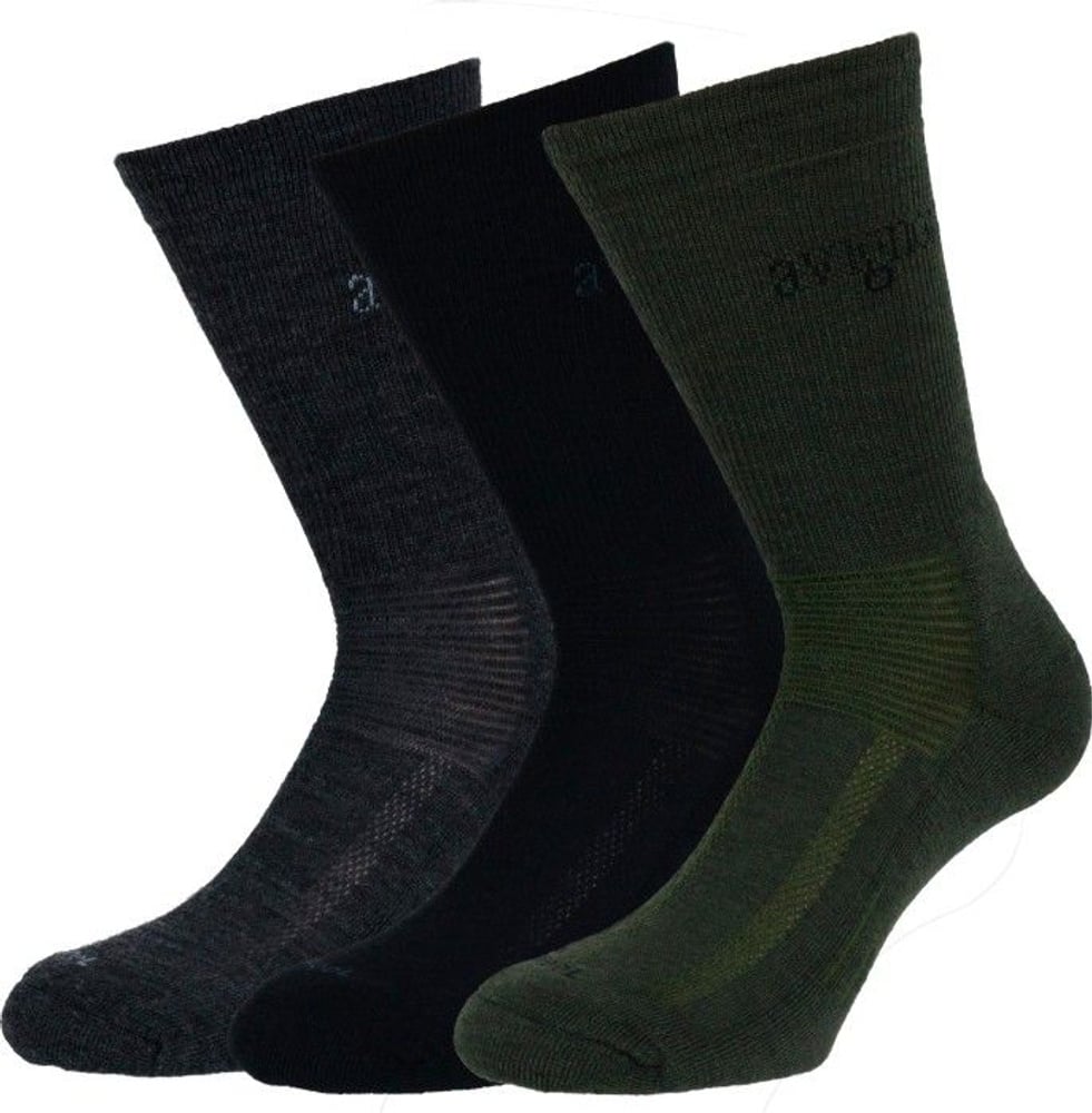 productImage: Terry Merinowool Hiking Sock 3-pakk Svart/Grå/Grønn