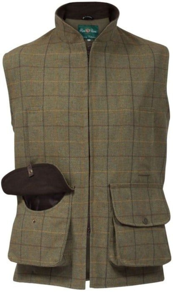 productImage: M's Rutland Tweed Waistcoat Dark Moss