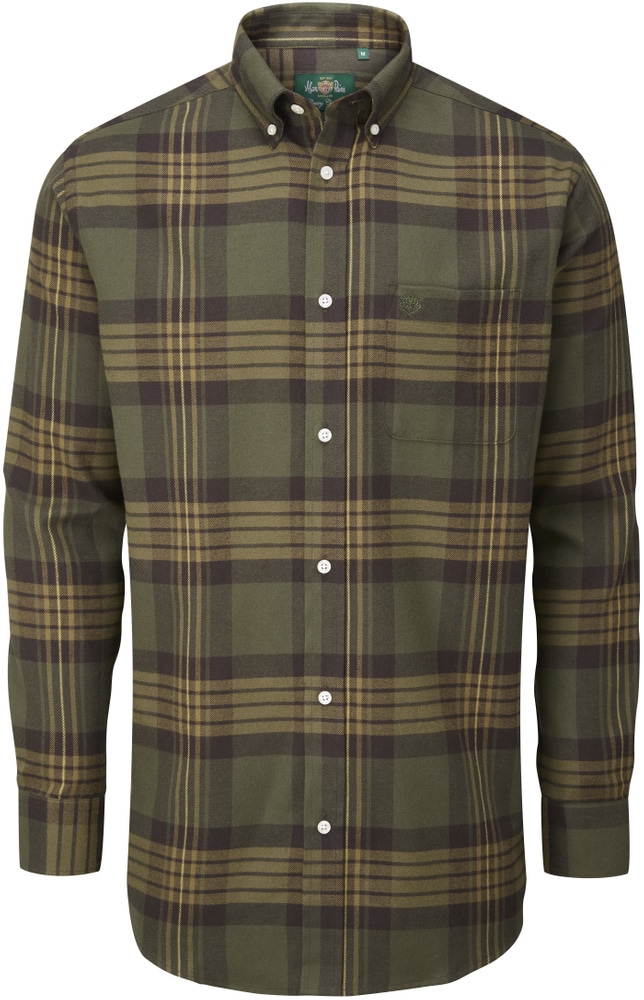productImage: M's Ilkley Flannel Button Down Collar Shirt Olive Check
