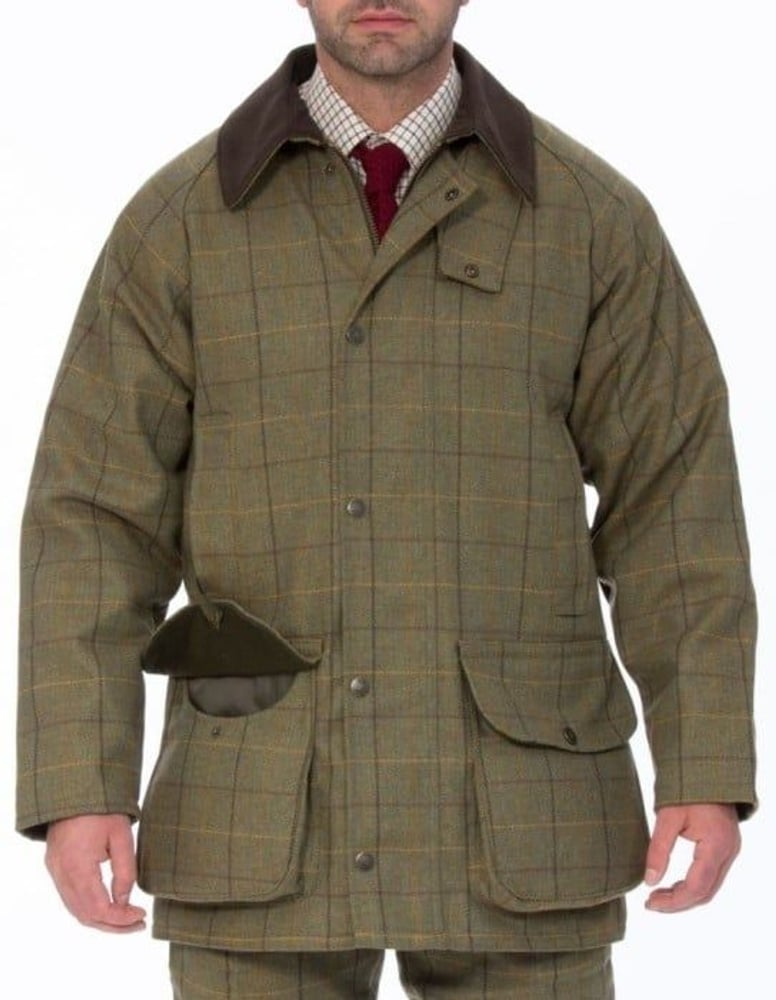 productImage: M's Rutland Waterproof Tweed Shooting Coat Dark Moss