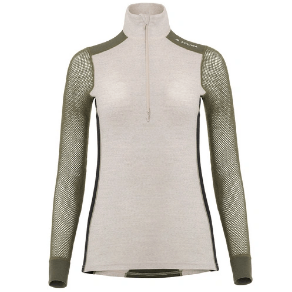 productImage: W's Woolnet Hybrid Mockneck Beige Melange/Tarmac/Jet Black