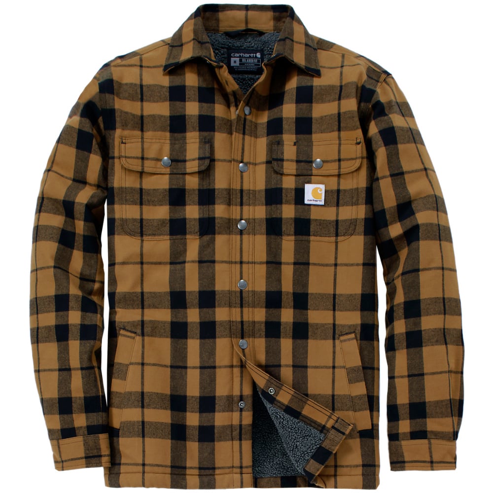 productImage: Carhartt M's Flannel Sherpa-Lined Shirt Jacket Carhartt® Brown