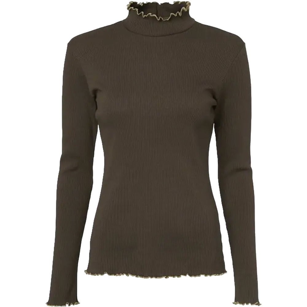 Kelly Longsleeve Top Women Leather Brown, view: 1