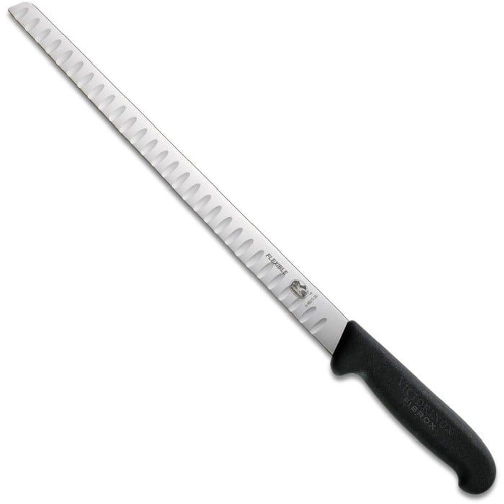 productImage: Laksekniv 30 cm, fleksibel, rifflet med Svart Fibroxhandtag