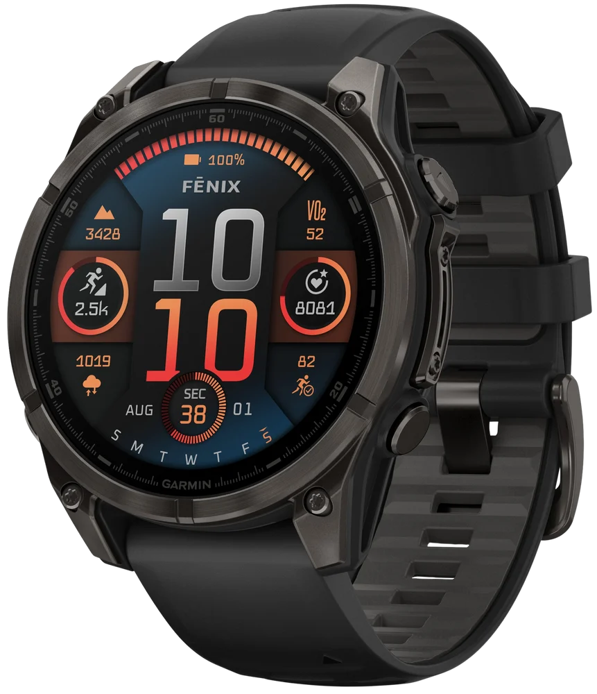 Fenix 8 47mm AMOLED Sapphire Carbon Gray DLC Titanium with Black Pebble Gray Silicone, view: 1