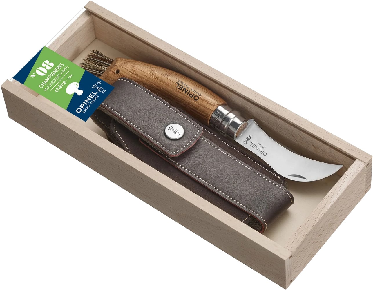 productImage: Mushroom knife Oak wood handle Gift box + sheath