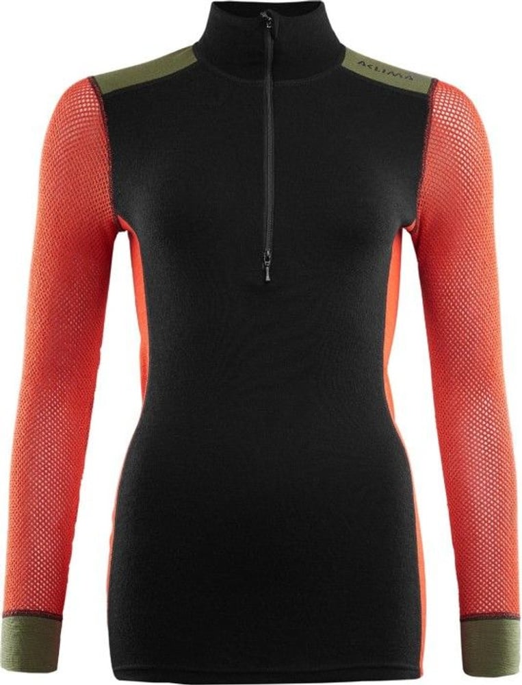 productImage: Aclima W's WoolNet Hybrid Mockneck Jet Black/Poinciana/Capulet Olive