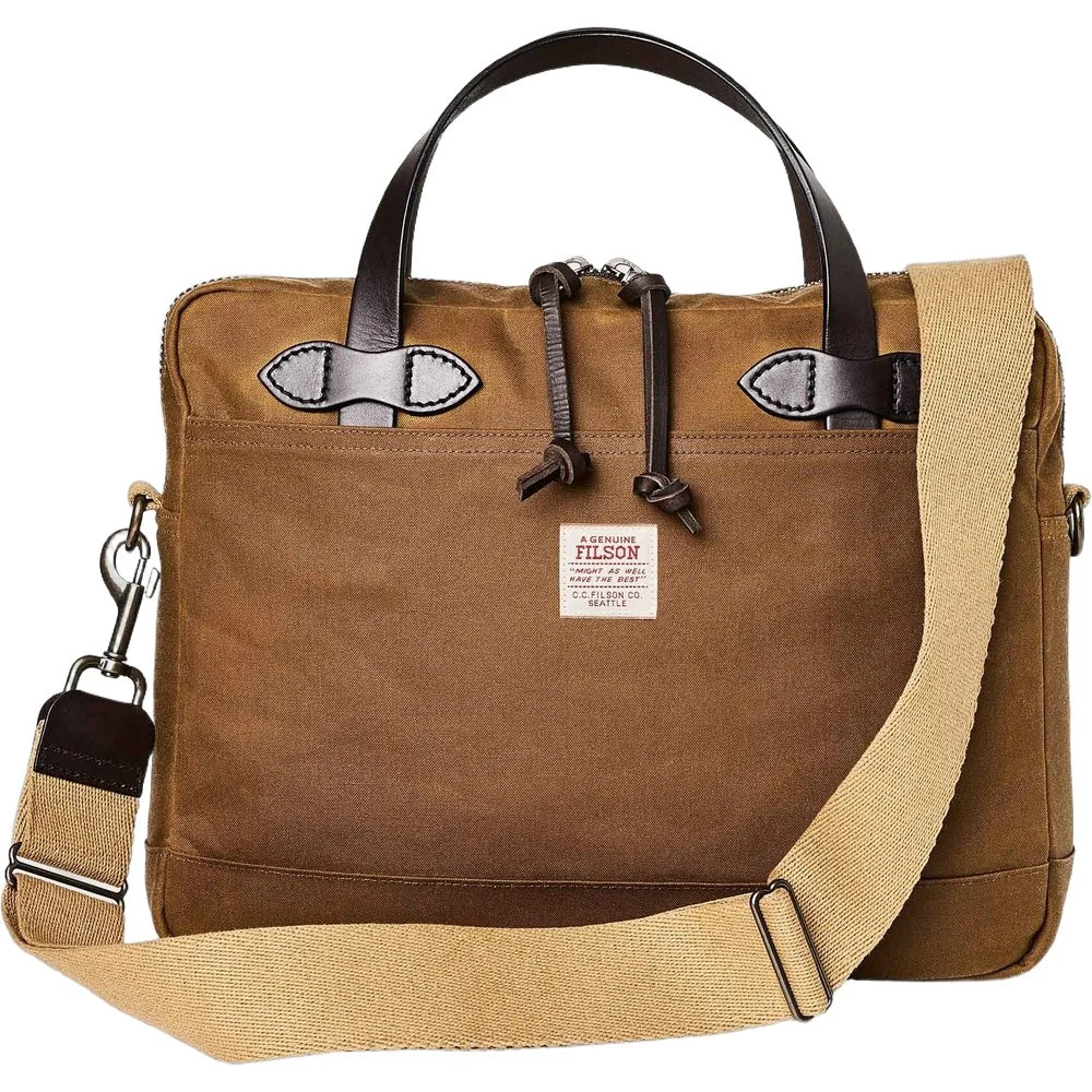 Tin Cloth Compact Briefcase Dark Tan, view: 1